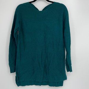 ELLE HUNTER GREEN RIBBED LONG SLEEVE TOP SMALL